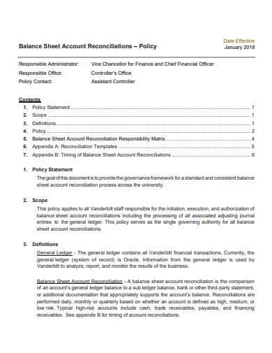 Balance Sheet Reconciliation Template Word