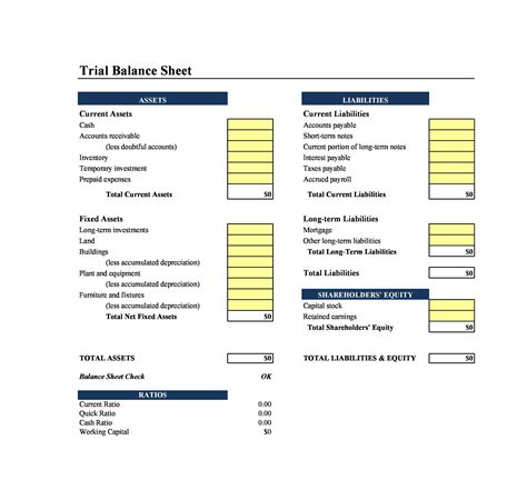 Free Balance Sheet Template Excel