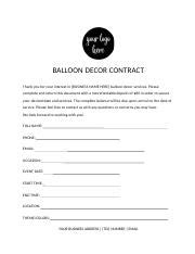 Balloon Decor Contract