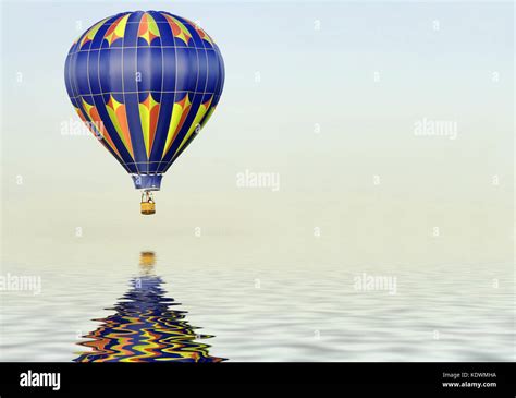 Hot air balloon over water