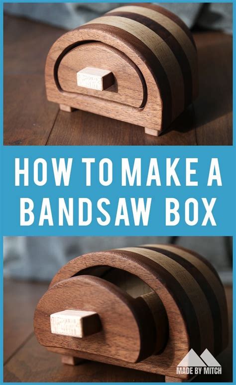 A person using a bandsaw to cut out a wooden box template