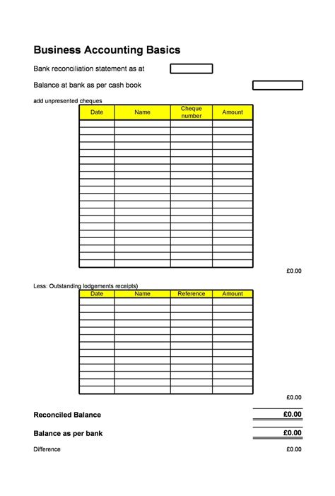 Bank Reconciliation Template Example 10