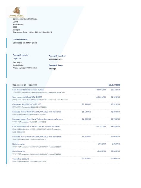 Bank Statement