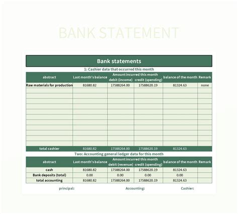 Bank Statement Excel Template