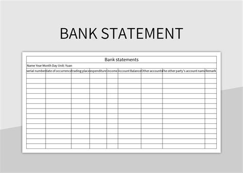 Bank Statement Format for Excel