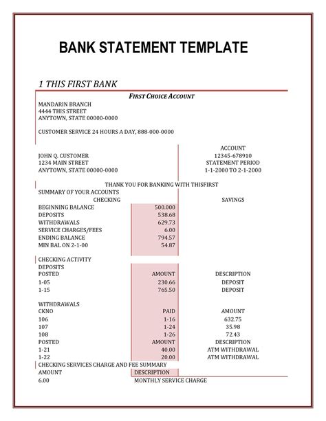 Common formats for bank statements