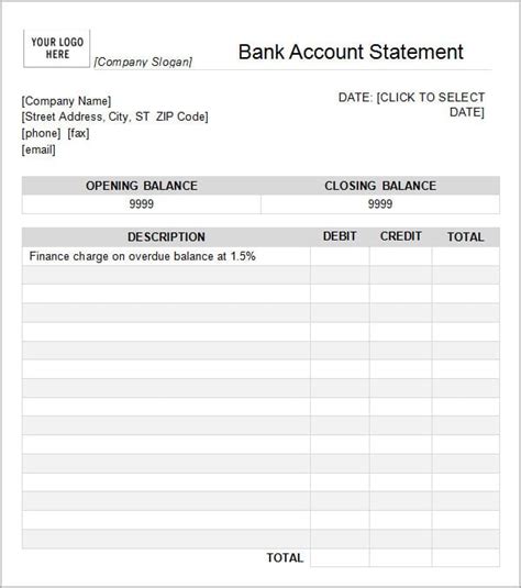 Bank Statement Template 7