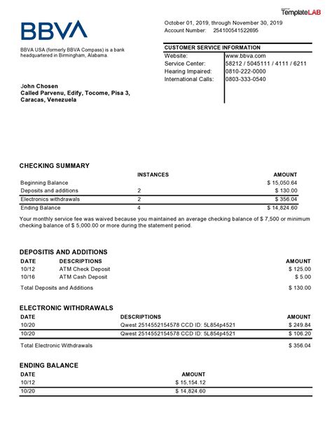 Bank Statement Template 8