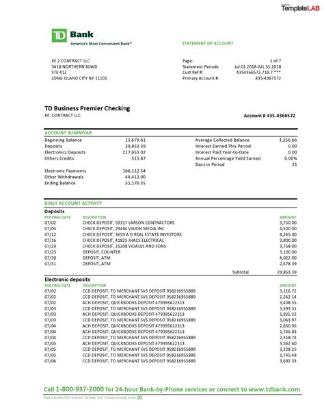 Bank Statement Template