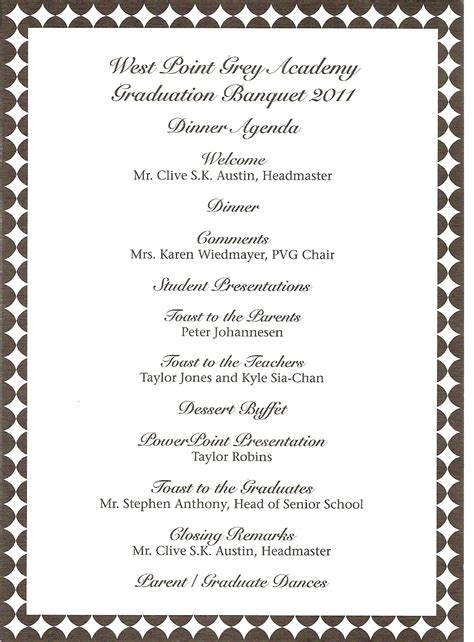 Banquet Program Template Word