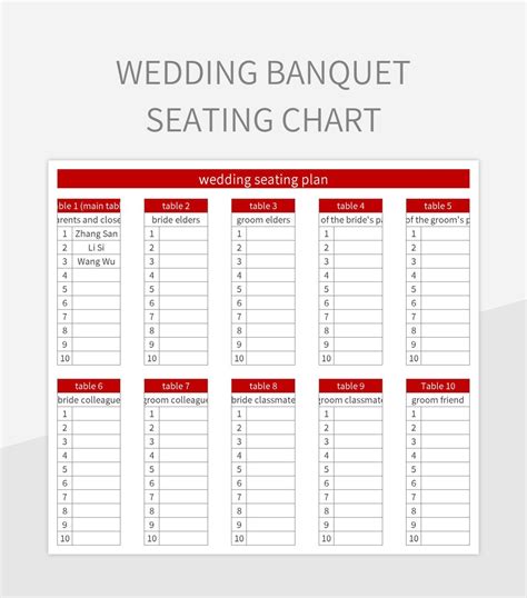 Banquet Seating Plan Template in Excel