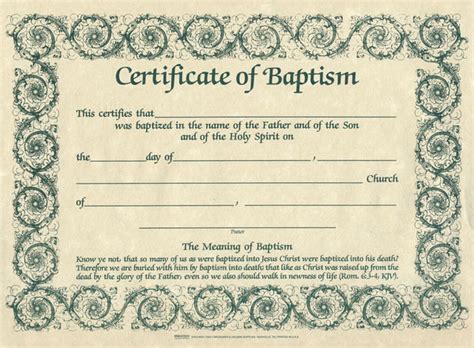 Baptism Certificate with Scripture