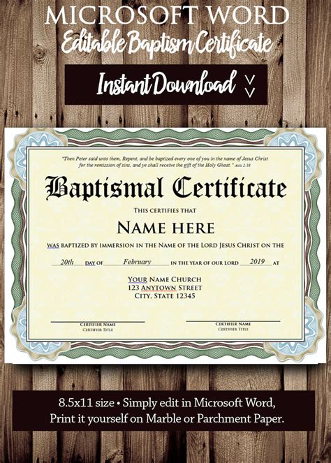 Baptism Certificate Template 1