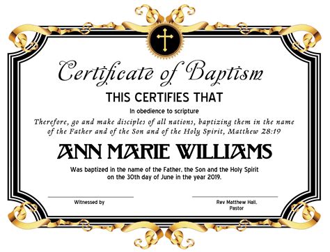 Baptism certificate template gallery