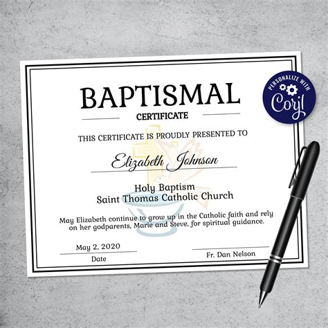 Baptism Certificates for Children