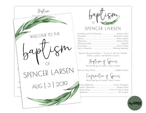 Baptism Program Template Editable