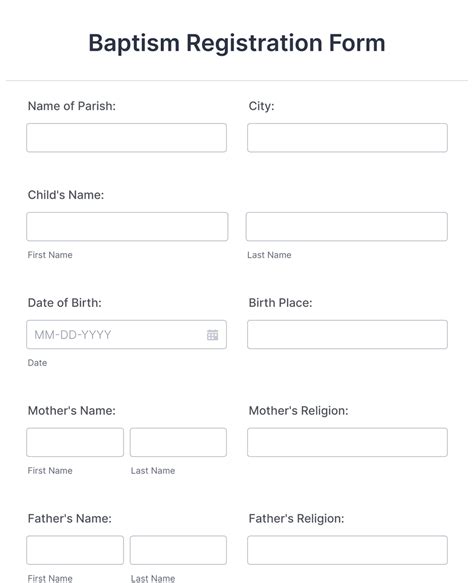 Baptismal Registration Form Template