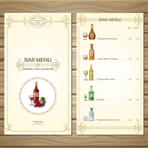 Bar Menu Template Example 2