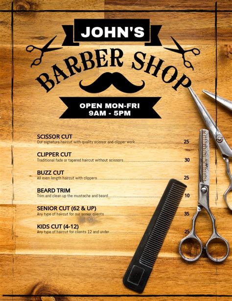 Barber shop flyers template design example 1