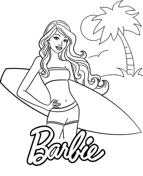 Barbie Beach Coloring Pages