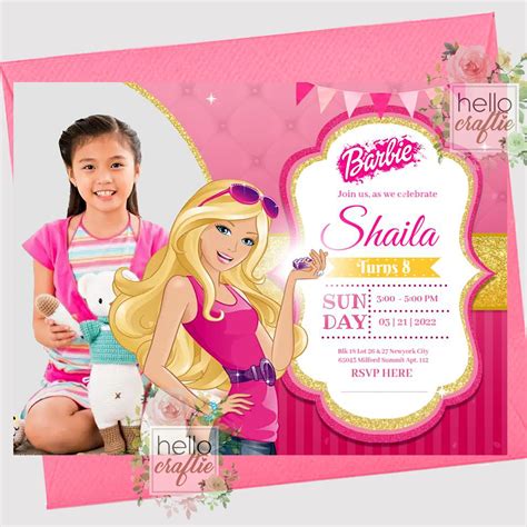 Barbie Birthday Invitation Card Template