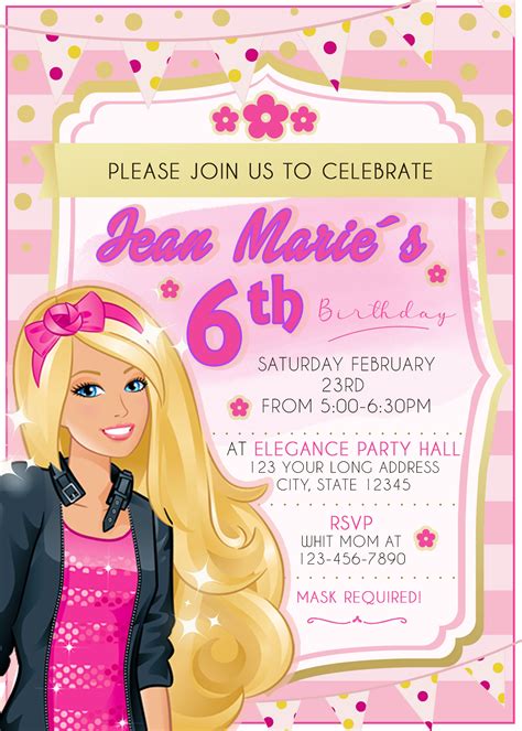 Barbie birthday invitation design