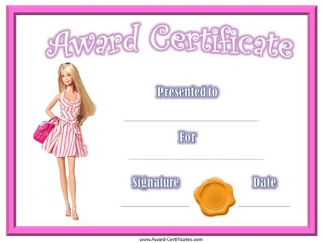 Barbie Certificate