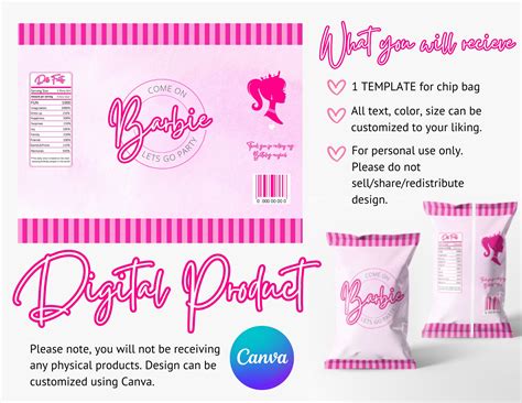 Barbie Chip Bag Template DIY Printable Design