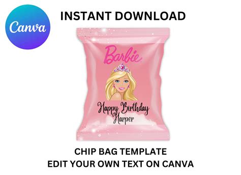 Custom Barbie Chip Bag Template Ideas