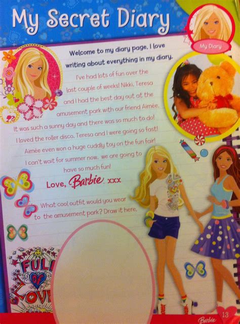 Barbie creative writing template