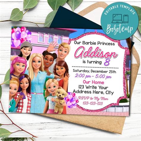 Barbie Dreamhouse Birthday Invitation Template