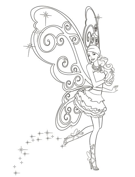 Barbie fairy coloring page