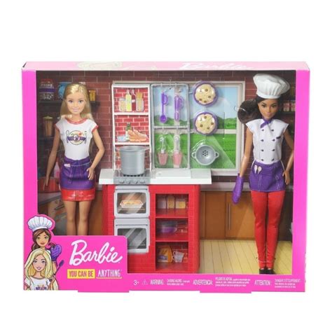 A miniature Italian food setup with Barbie dolls