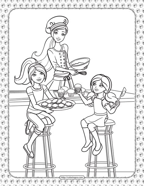 Barbie kitchen coloring page