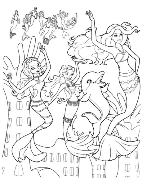 Barbie Mermaid Friends Coloring Page