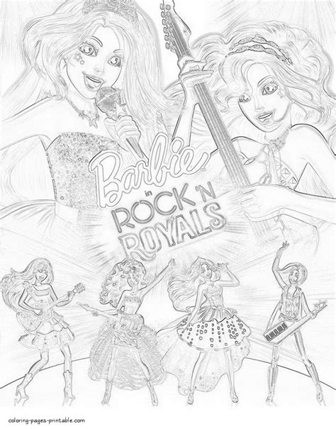 Barbie Rock 'n Royals Coloring Page