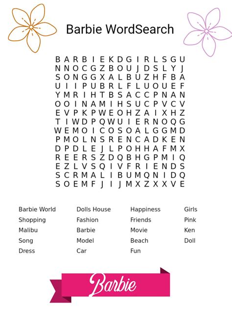 Barbie Word Search