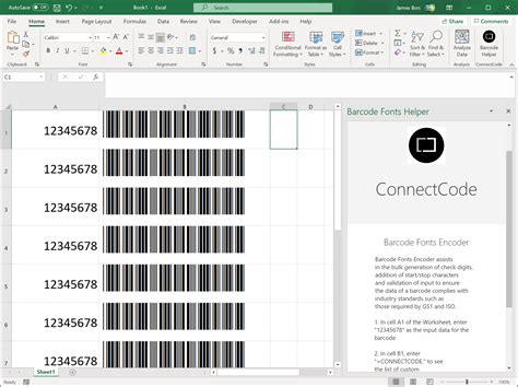 Barcode add-in Excel