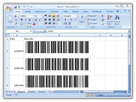 Barcode font in Excel