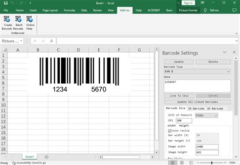 Barcode font Excel macro