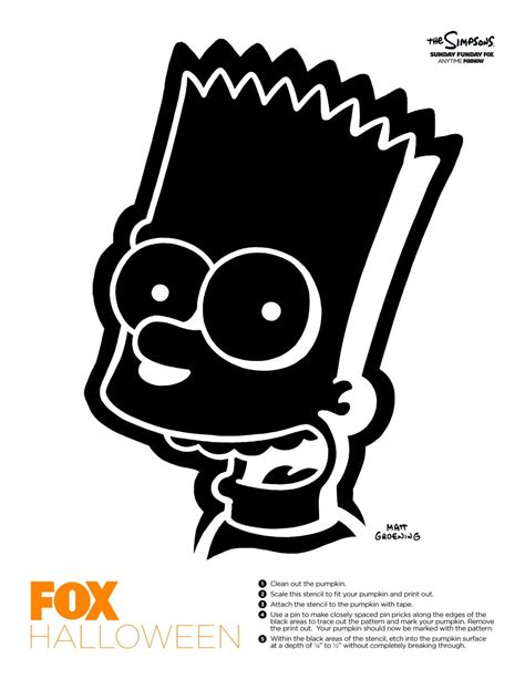 Bart Simpson Pumpkin Stencil