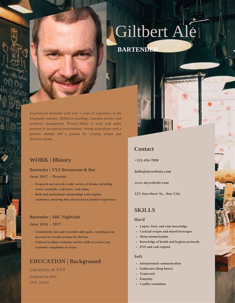 Bartender CV Template 2