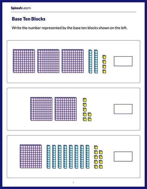 Base 10 Blocks Worksheets