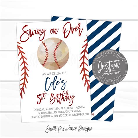 Baseball Birthday Invitation Template