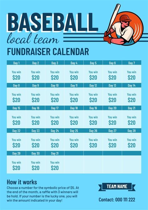 Baseball calendar fundraiser idea 1