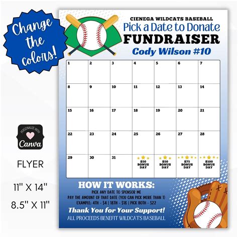 Baseball calendar fundraiser idea 10