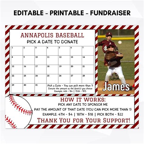 Baseball calendar fundraiser idea 4