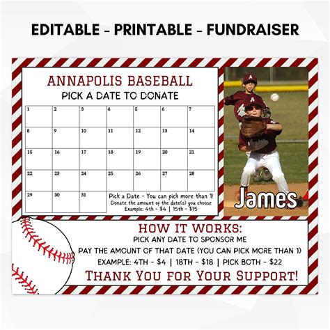 Baseball calendar fundraiser idea 7