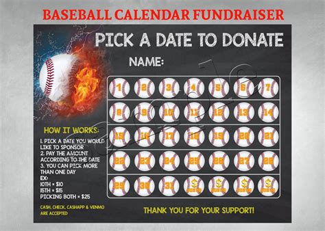 Baseball Calendar Fundraising