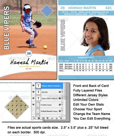 Baseball Card Stats Template Layout